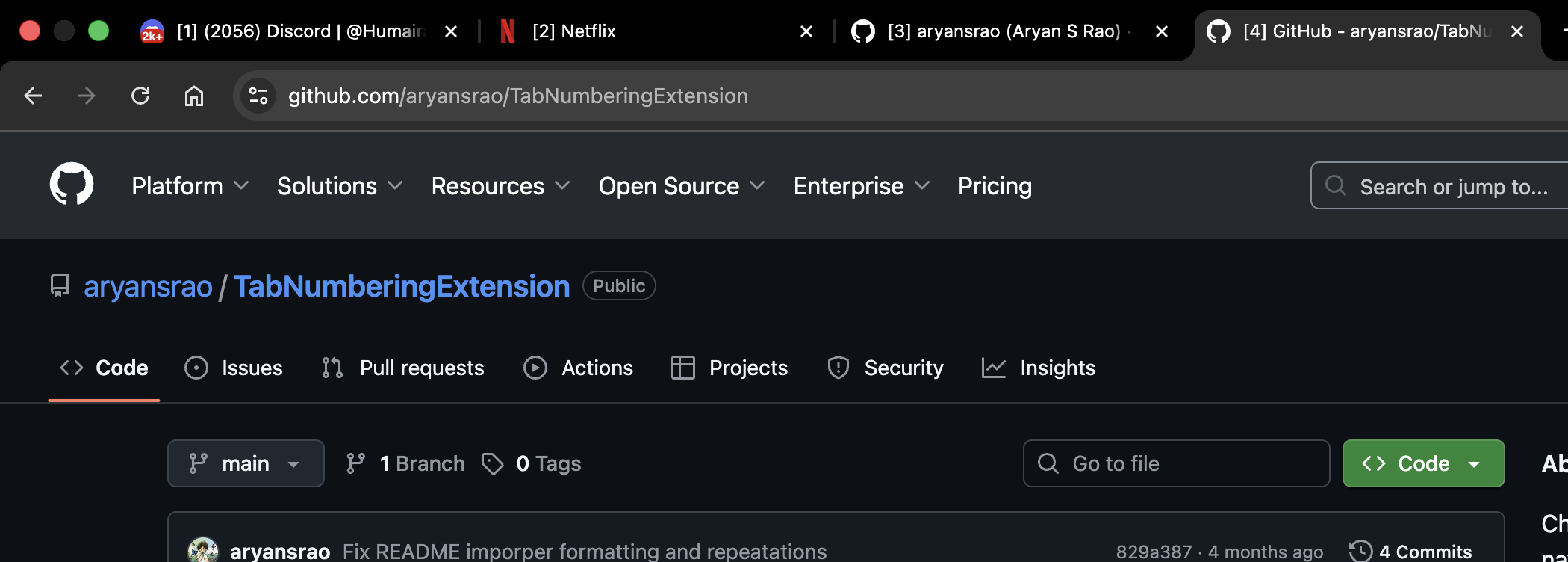 Tab Numbering Extension